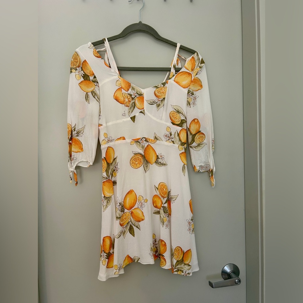 For Love & Lemons Limonada Citrus Print Mini Dress Tagged M Fits Small Lemon